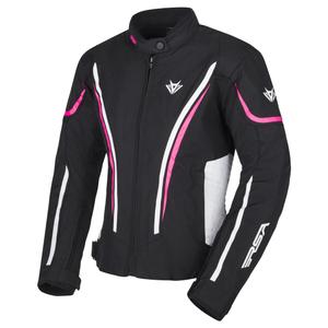 Chaqueta de moto RSA Wasp para mujer en negro, rosa y blanco