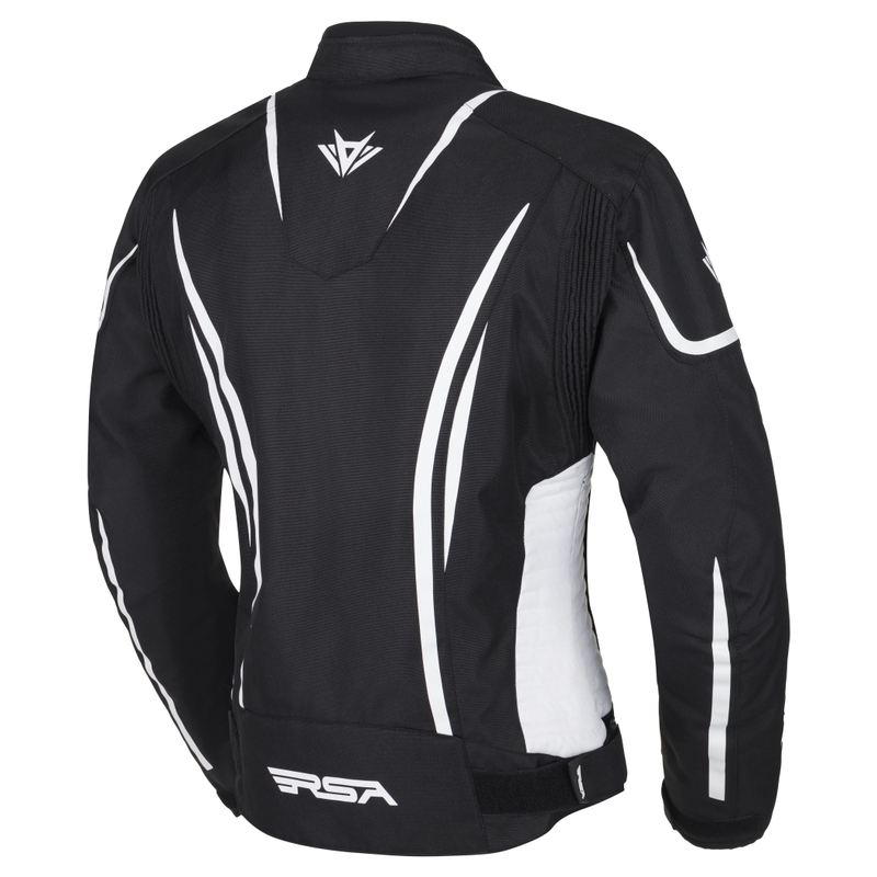 Chaqueta de moto RSA Wasp en blanco y negro para mujer