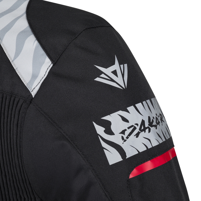 Chaqueta de moto RSA Dakar 2 para mujer, color negro, gris y rojo