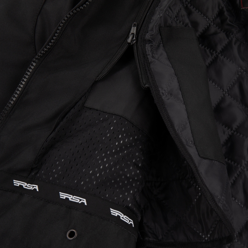 Chaqueta de moto RSA Wasp para mujer, color negro, rosa y blanco.