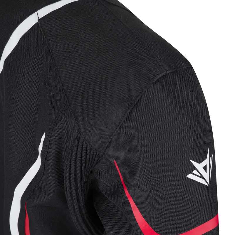 Chaqueta de moto RSA Wasp para mujer, color negro, rosa y blanco.