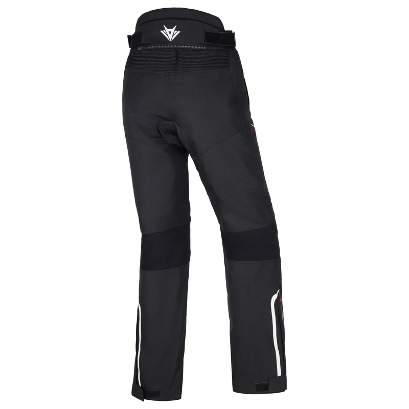 Pantalón de moto RSA Wasp negro, blanco y rojo para mujer