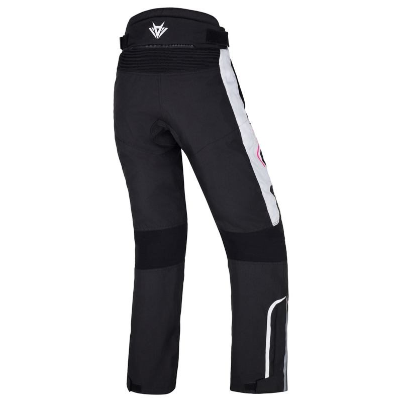 Pantalón de moto para mujer RSA Wasp negro, rosa y blanco