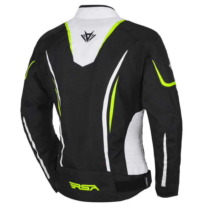 Chaqueta de moto para mujer RSA Wasp blanco-negro-amarillo fluo