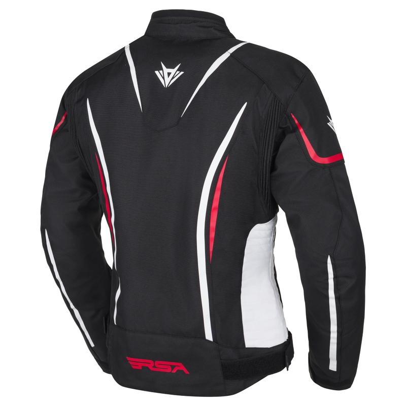 Chaqueta de moto RSA Wasp para mujer en negro, blanco y rojo