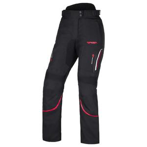 Pantalón de moto RSA Wasp negro, blanco y rojo para mujer