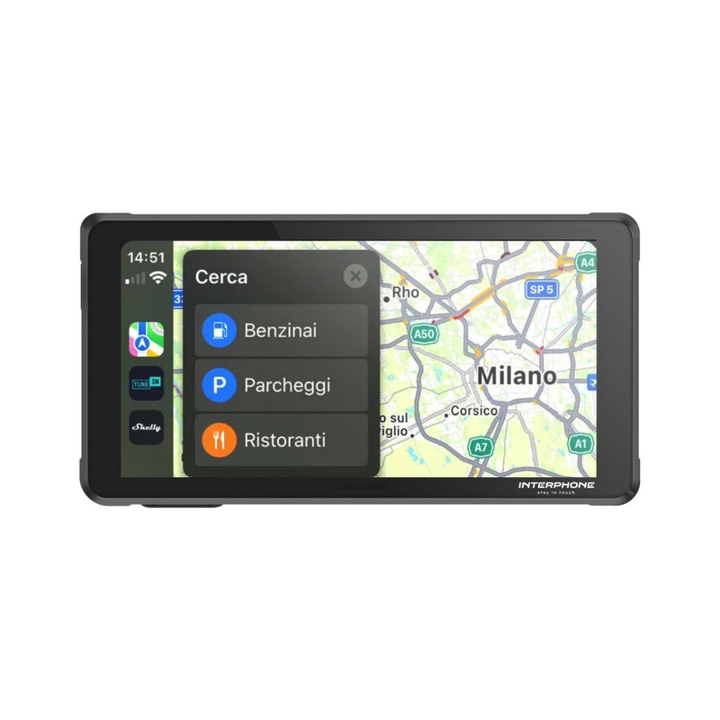 Interphone RIDESYNC Apple CarPlay y Android Auto Pantalla para motocicletas