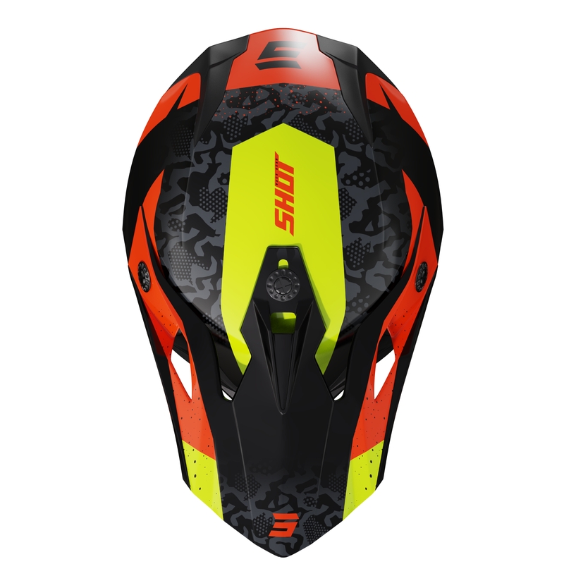 Casco de motocross infantil Shot Pulse Airfit negro brillante-amarillo fluo-naranja liquidación