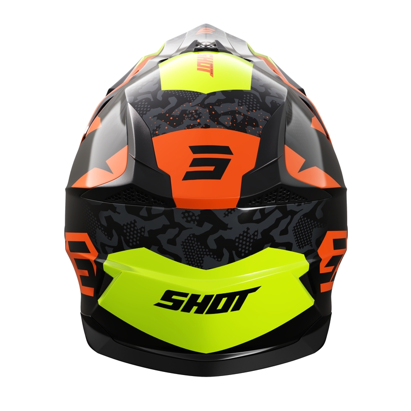 Casco de motocross infantil Shot Pulse Airfit negro brillante-amarillo fluo-naranja liquidación