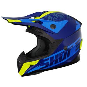 Casco de motocross infantil Shot Pulse Airfit azul brillante-amarillo fluo liquidación