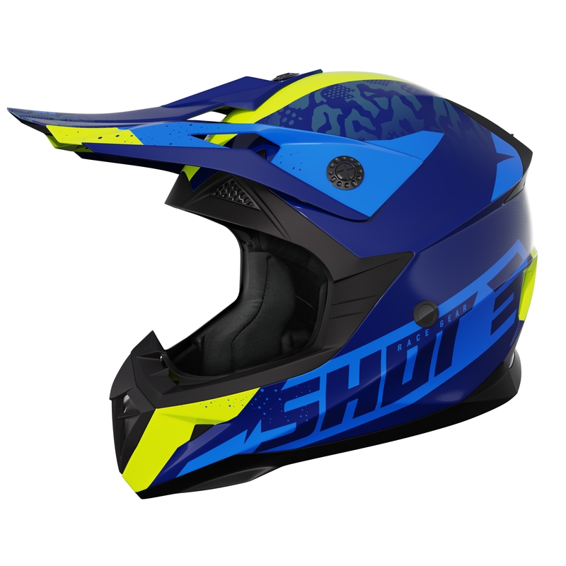 Casco de motocross infantil Shot Pulse Airfit azul brillante-amarillo fluo liquidación