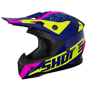 Casco de motocross infantil Shot Pulse Airfit azul brillante-amarillo fluo-rosa liquidación
