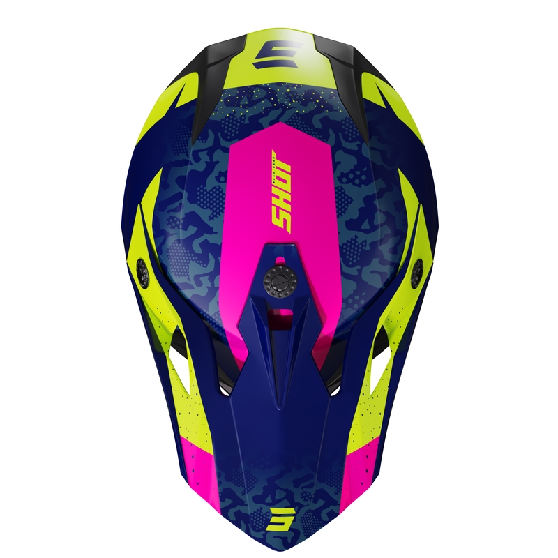 Casco de motocross infantil Shot Pulse Airfit azul brillante-amarillo fluo-rosa liquidación