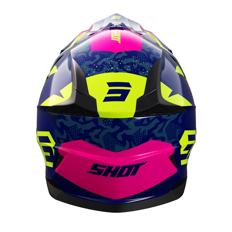 Casco de motocross infantil Shot Pulse Airfit azul brillante-amarillo fluo-rosa liquidación