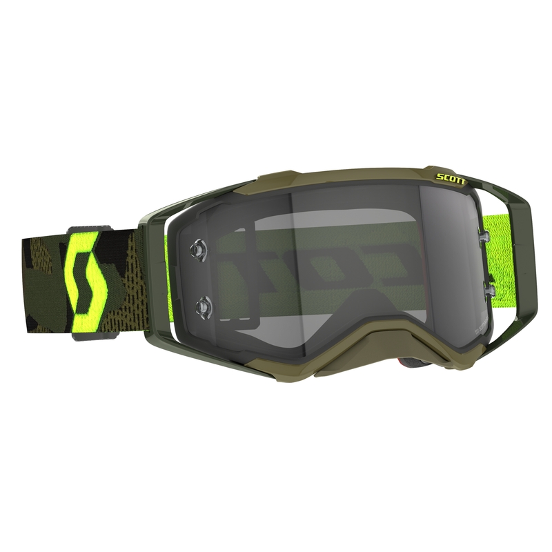 Gafas de motocross Scott Prospect LS caqui-amarillo fluo-gris claro