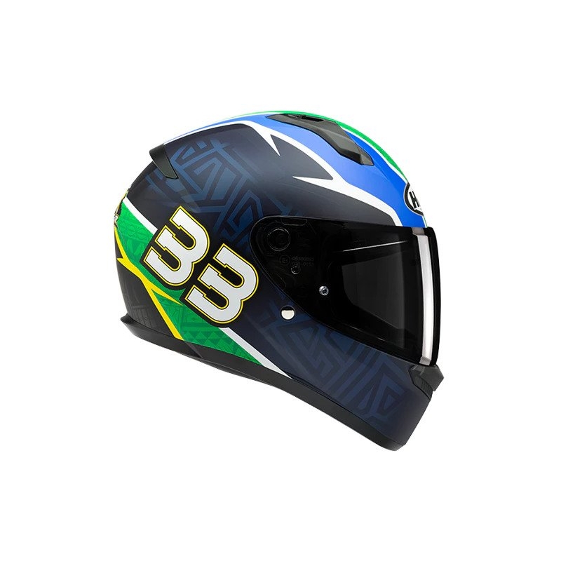 Casco integral de moto HJC C10 BB33 MC21SF azul-verde-rojo