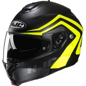 Casco de moto abatible HJC C91N Nepos MC3HSF negro-amarillo fluo