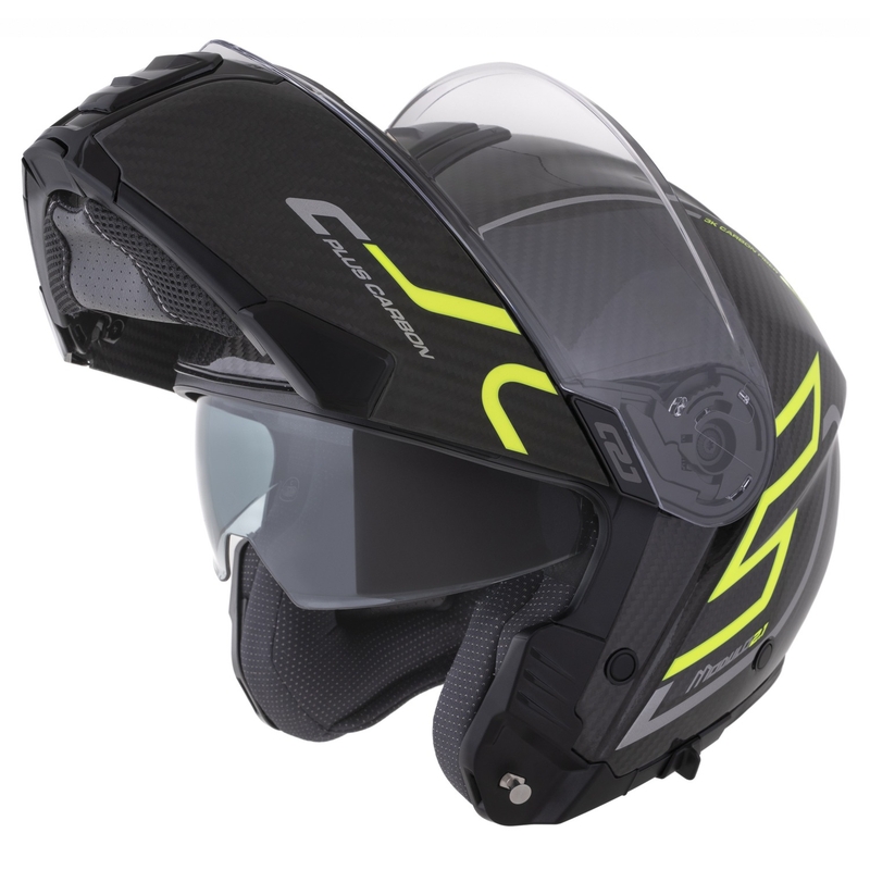 Casco abatible Cassida Modulo 2.1 Plus Carbon amarillo fluo-plata-negro