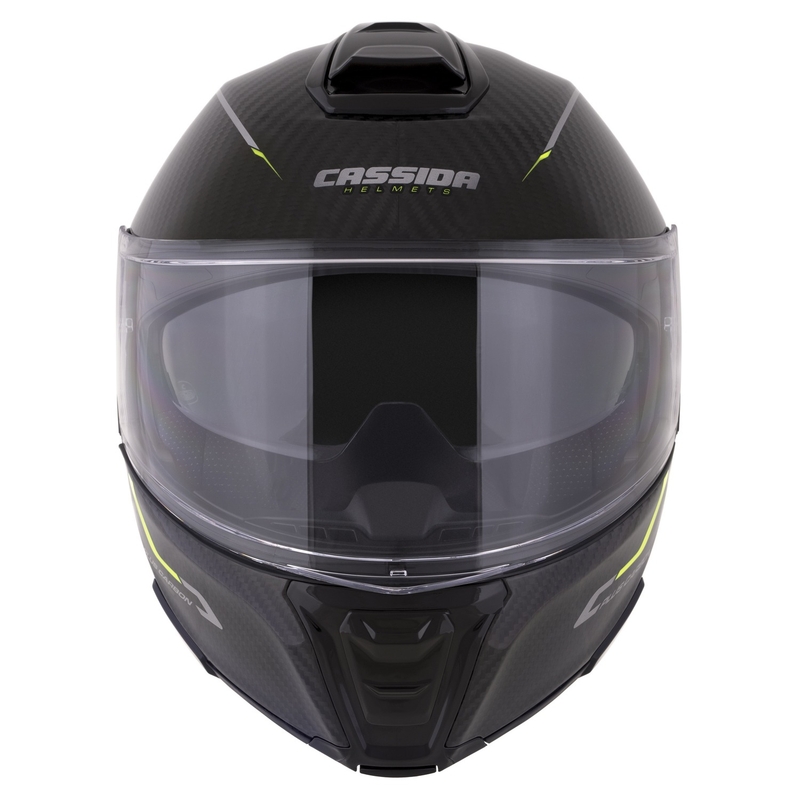 Casco abatible Cassida Modulo 2.1 Plus Carbon amarillo fluo-plata-negro