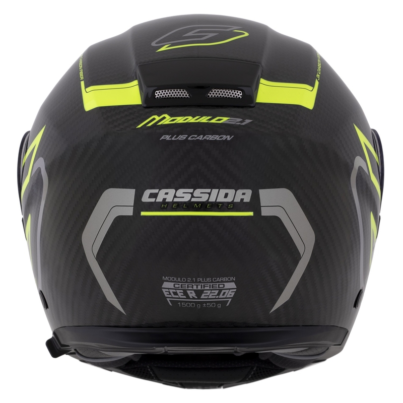 Casco abatible Cassida Modulo 2.1 Plus Carbon amarillo fluo-plata-negro