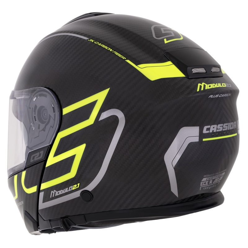 Casco abatible Cassida Modulo 2.1 Plus Carbon amarillo fluo-plata-negro