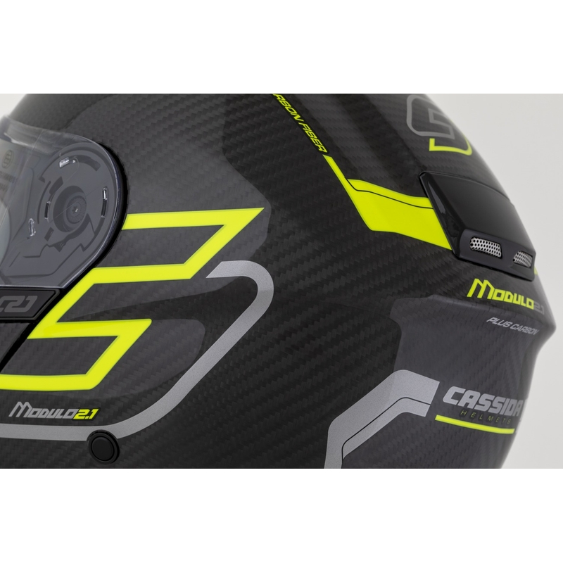 Casco abatible Cassida Modulo 2.1 Plus Carbon amarillo fluo-plata-negro