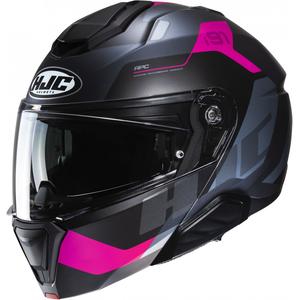 Casco abatible HJC i91 Carst MC8SF negro y rosa