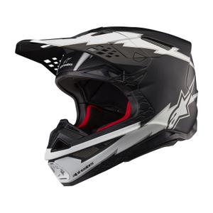 Casco de motocross Alpinestars Supertech S-M10 Ampress negro mate y blanco