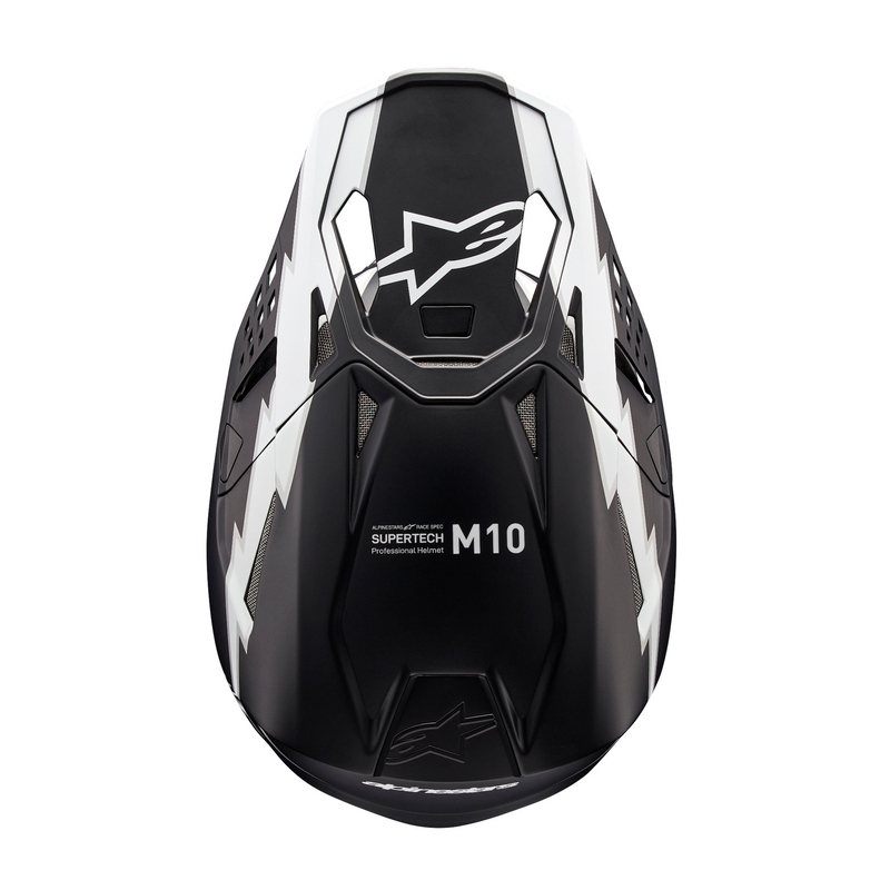 Casco de motocross Alpinestars Supertech S-M10 Ampress negro mate y blanco