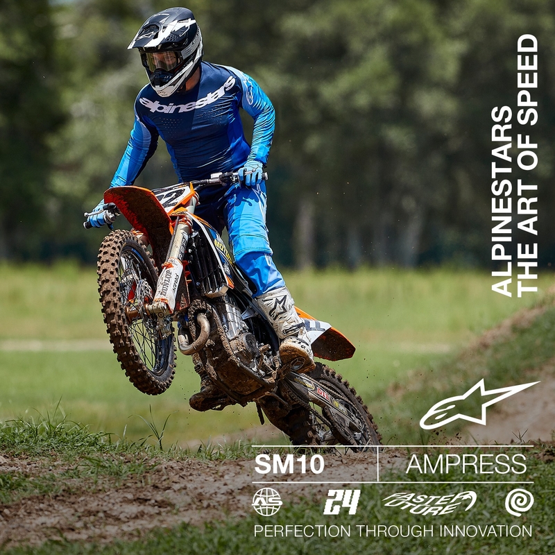 Casco de motocross Alpinestars Supertech S-M10 Ampress negro mate y blanco