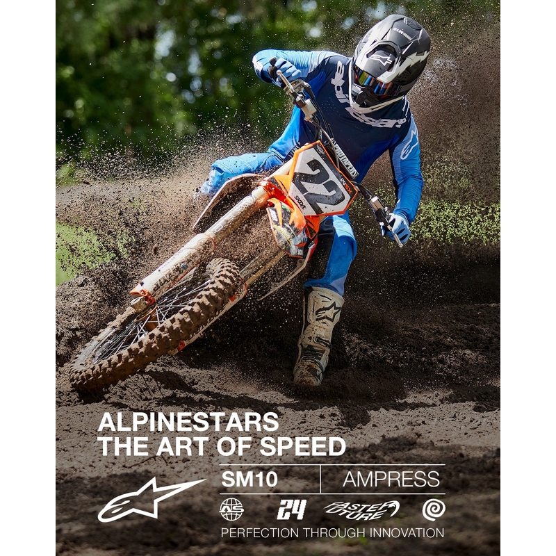 Casco de motocross Alpinestars Supertech S-M10 Ampress negro mate y blanco