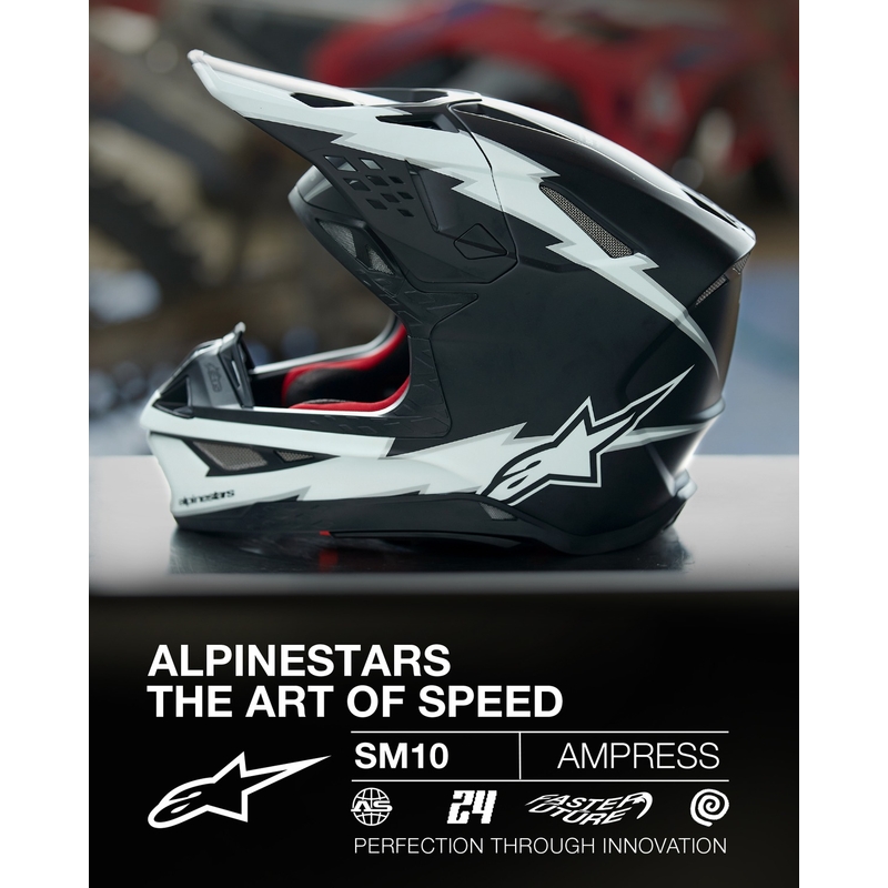 Casco de motocross Alpinestars Supertech S-M10 Ampress negro mate y blanco