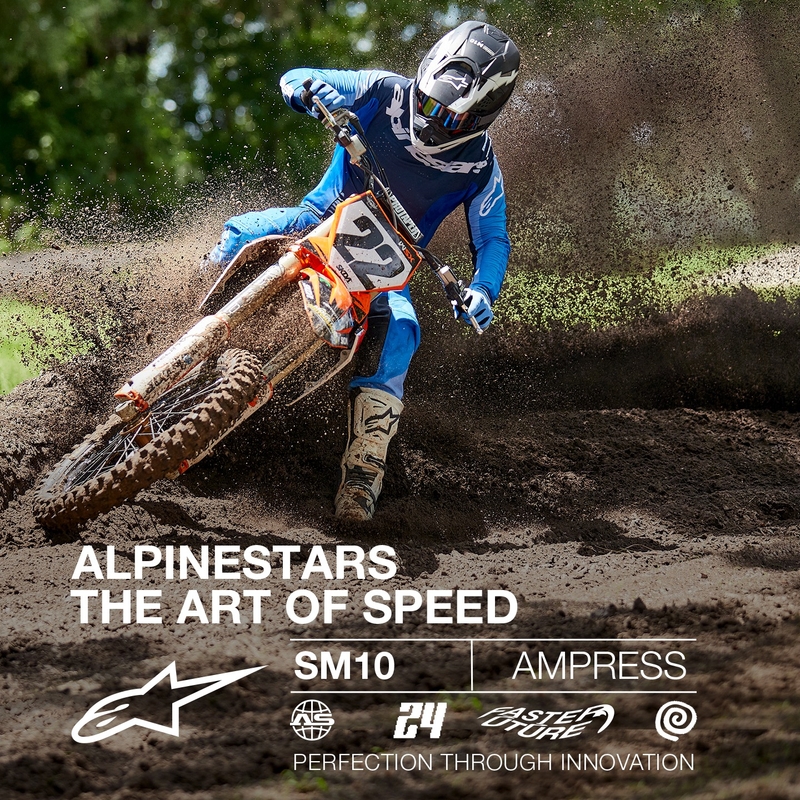 Casco de motocross Alpinestars Supertech S-M10 Ampress negro mate y blanco