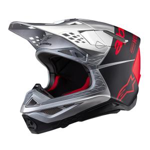 Casco de motocross Alpinestars Supertech S-M10 Flood plata mate-negro-naranja fluo