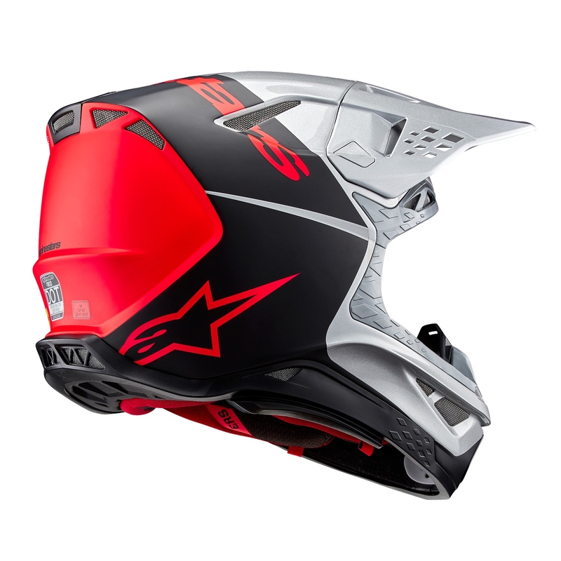 Casco de motocross Alpinestars Supertech S-M10 Flood plata mate-negro-naranja fluo