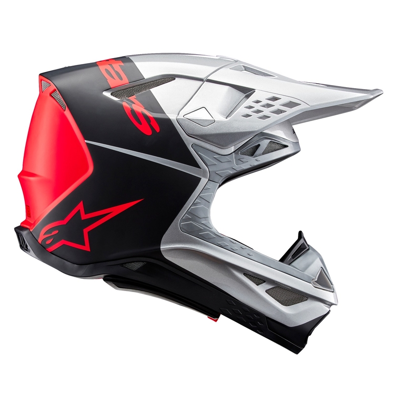 Casco de motocross Alpinestars Supertech S-M10 Flood plata mate-negro-naranja fluo