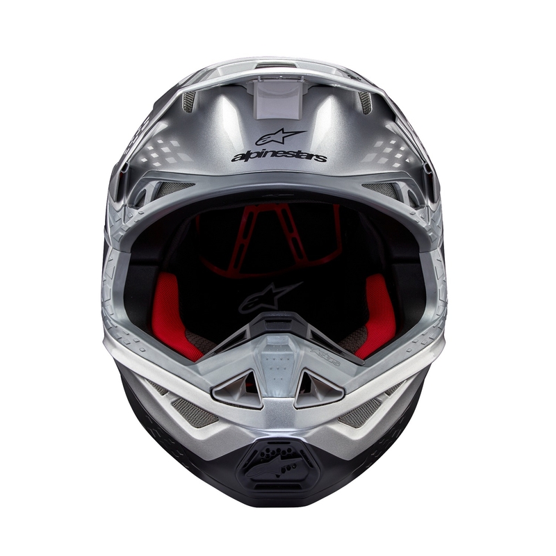 Casco de motocross Alpinestars Supertech S-M10 Flood plata mate-negro-naranja fluo