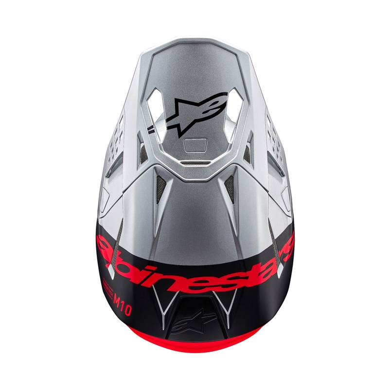 Casco de motocross Alpinestars Supertech S-M10 Flood plata mate-negro-naranja fluo
