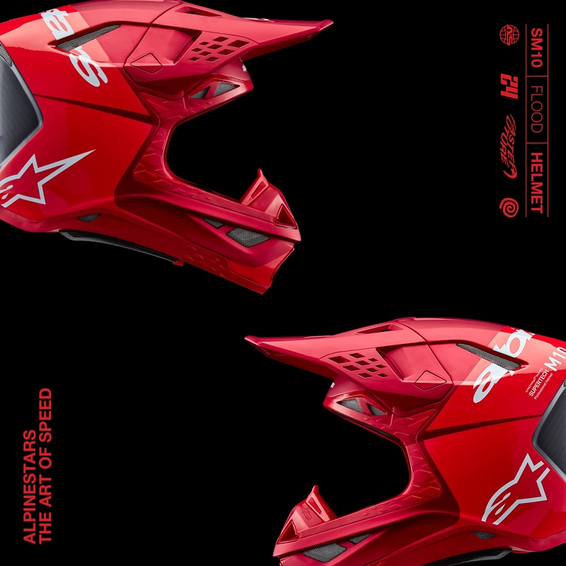 Casco de motocross Alpinestars Supertech S-M10 Flood rojo fluo mate