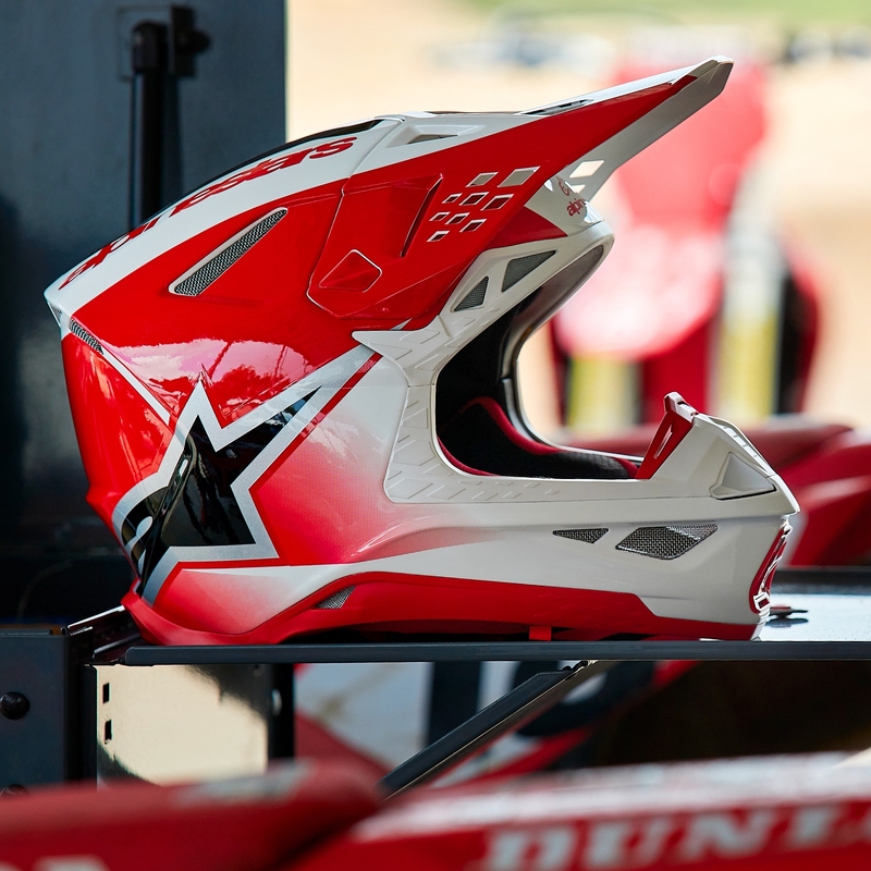 Casco de motocross Alpinestars Supertech S-M10 Unite rojo y blanco