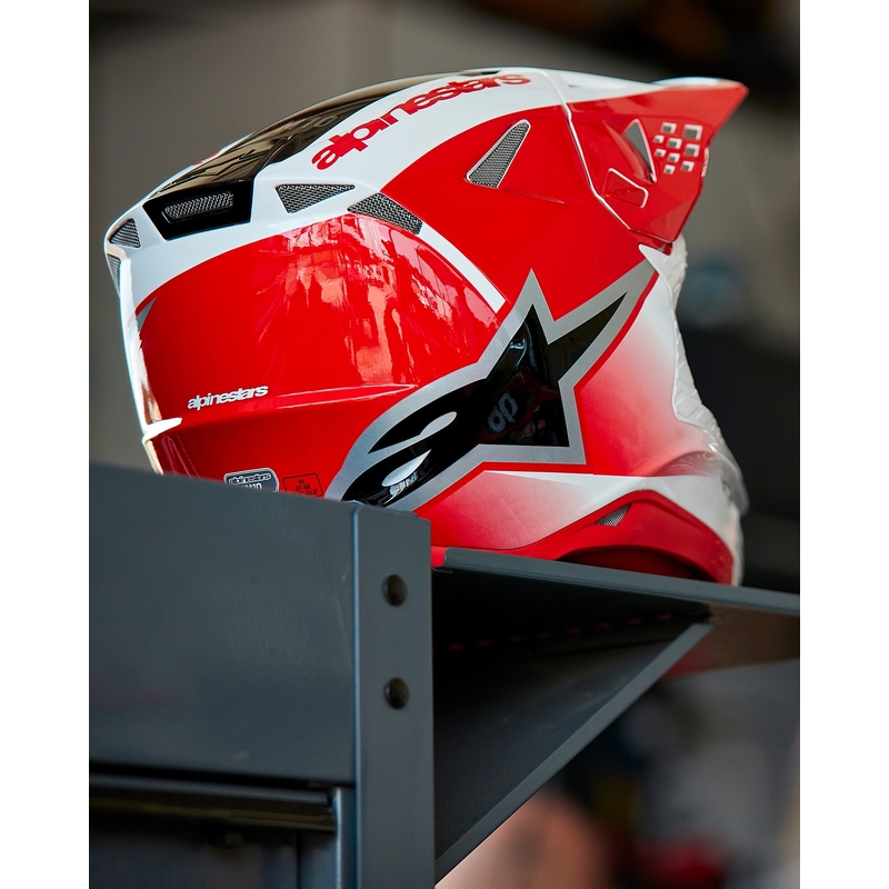 Casco de motocross Alpinestars Supertech S-M10 Unite rojo y blanco