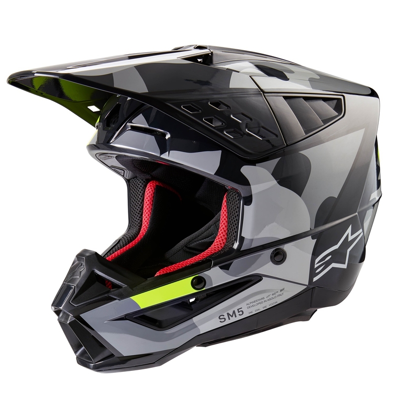 Casco motocross Alpinestars S-M5 Rover 2 gris oscuro-amarillo fluo