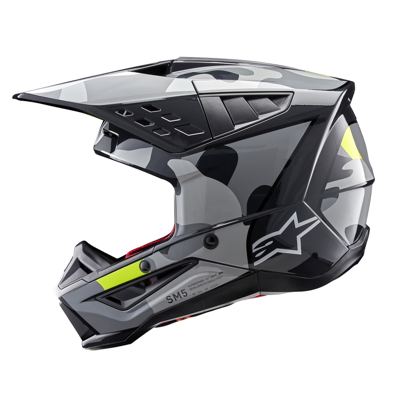 Casco motocross Alpinestars S-M5 Rover 2 gris oscuro-amarillo fluo