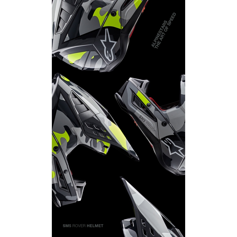 Casco motocross Alpinestars S-M5 Rover 2 gris oscuro-amarillo fluo