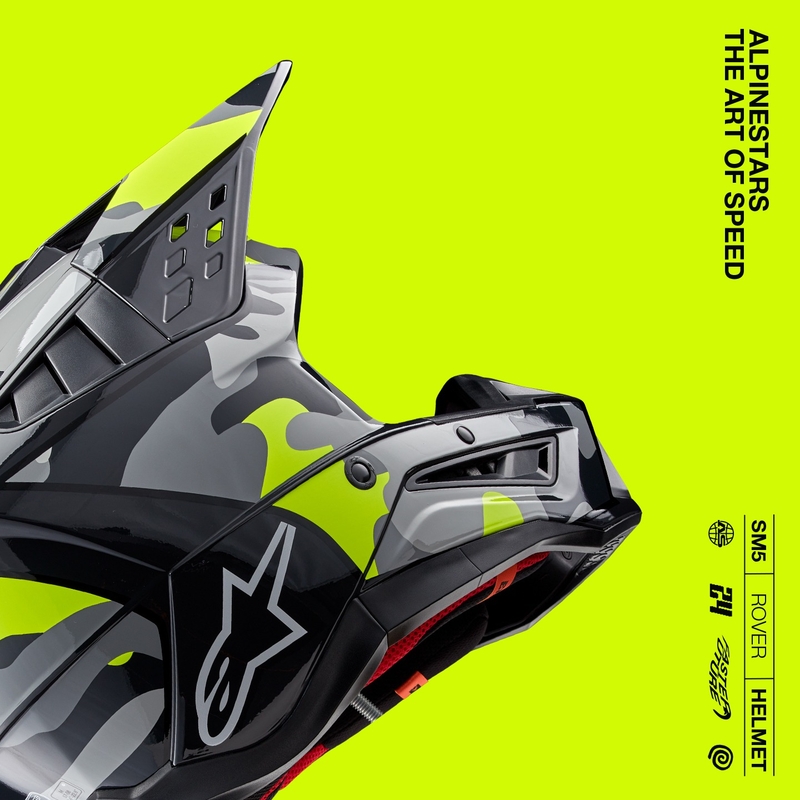 Casco motocross Alpinestars S-M5 Rover 2 gris oscuro-amarillo fluo