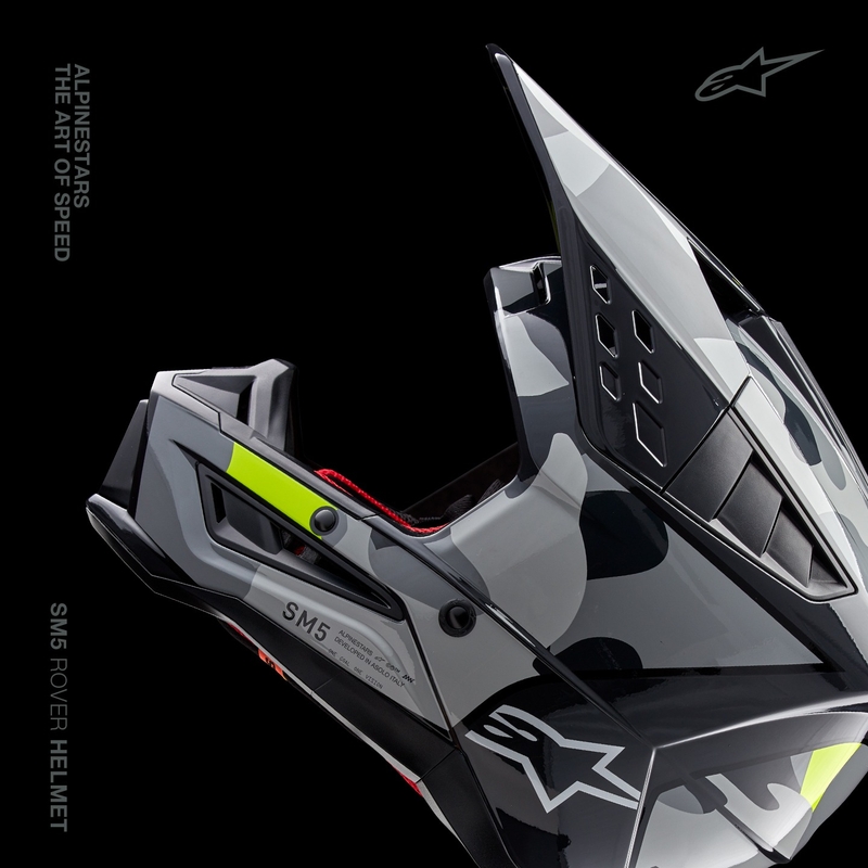 Casco motocross Alpinestars S-M5 Rover 2 gris oscuro-amarillo fluo