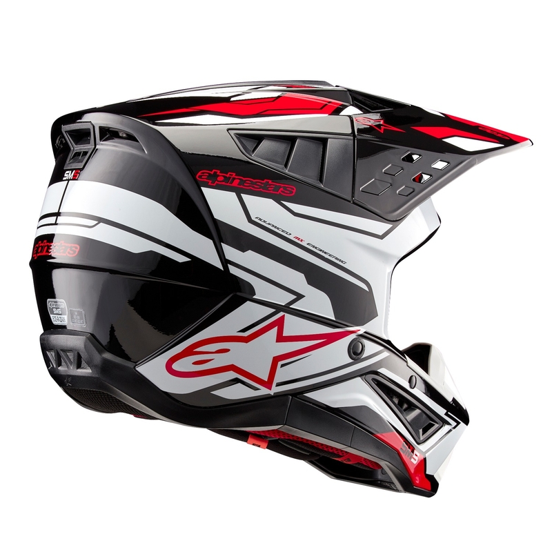 Casco de Motocross Alpinestars S-M5 Action 2 Negro-Blanco-Rojo Flúo
