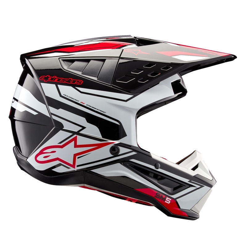 Casco de Motocross Alpinestars S-M5 Action 2 Negro-Blanco-Rojo Flúo