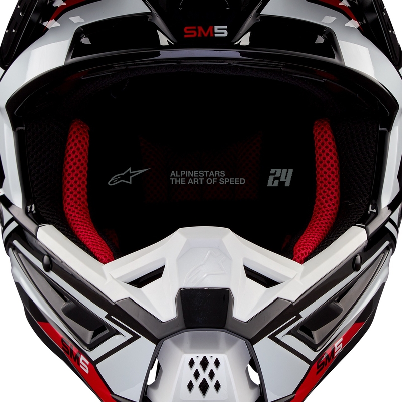 Casco de Motocross Alpinestars S-M5 Action 2 Negro-Blanco-Rojo Flúo