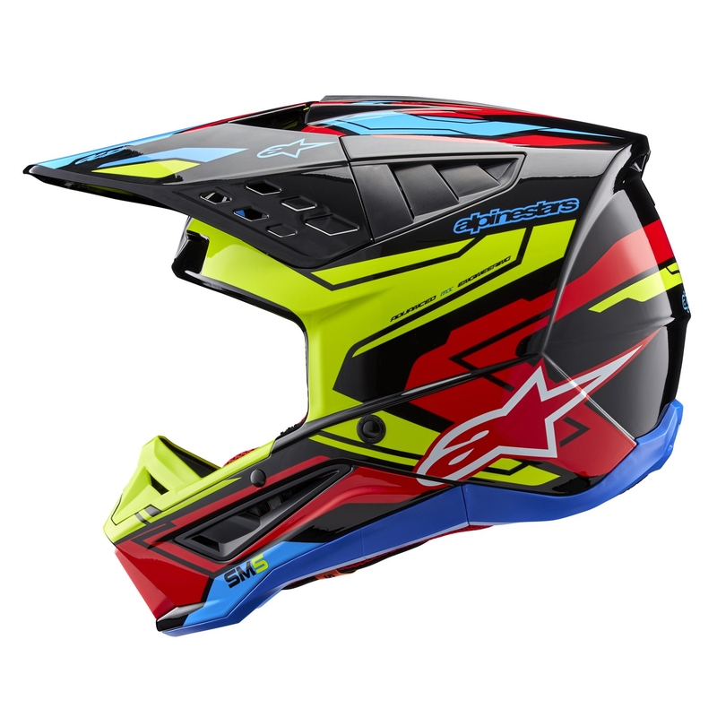 Casco de motocross Alpinestars S-M5 Action 2 amarillo fluo-rojo fluo